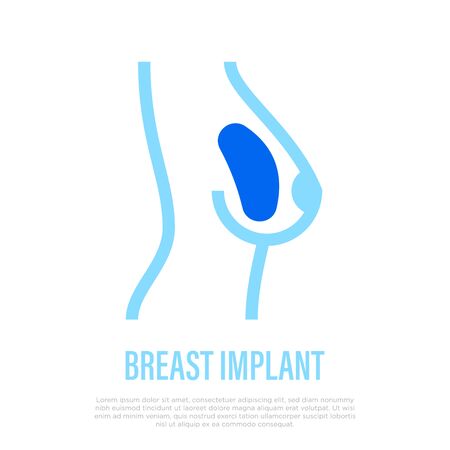 Breast implant thin line icon. Plastic surgery. Vector illustration.のイラスト素材