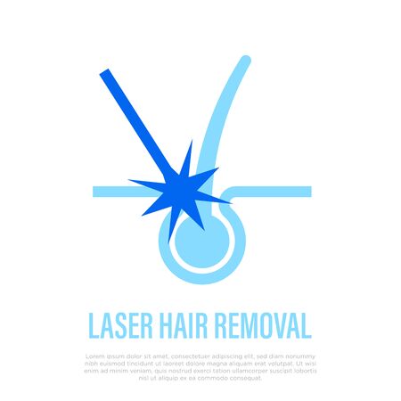 Laser hair removal thin line icon. Follicle destruction by laser. Cosmetology procedure of epilation. Vector illustration.のイラスト素材