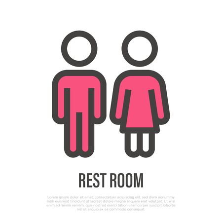 Rest room thin line icon: public sign for WC. Vector illustration.のイラスト素材