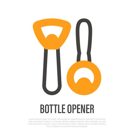 Bottle opener thin line icon. Vector illustration of kitchenware.のイラスト素材