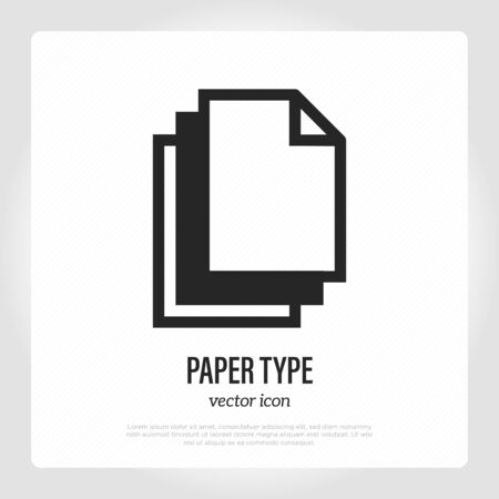 Paper type thin line icon: stack of different sheets. Symbol for typography. Vector illustration.のイラスト素材