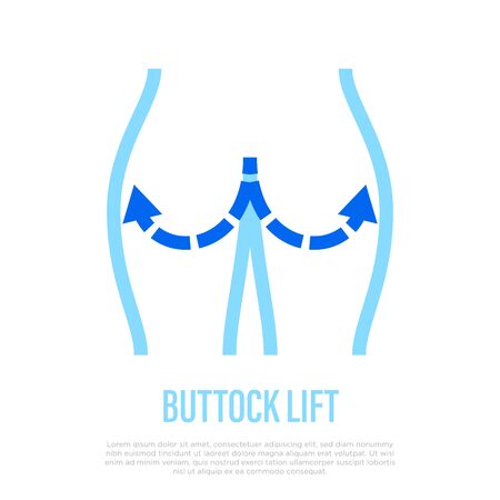 Buttock lift thin line icon, body correction. Plastic surgery. Vector illustration.のイラスト素材