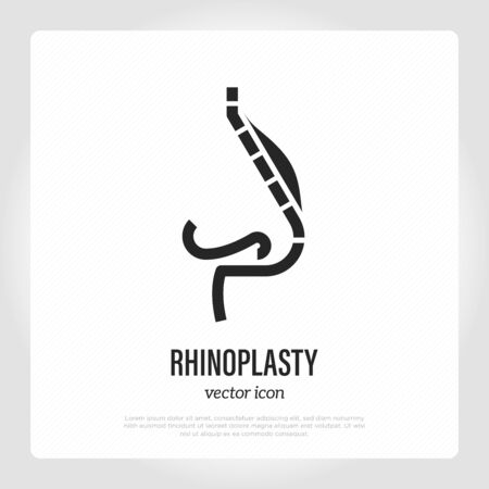 Rhinoplasty thin line icon. Nasal correction by plastic surgery. Vector illustration.のイラスト素材