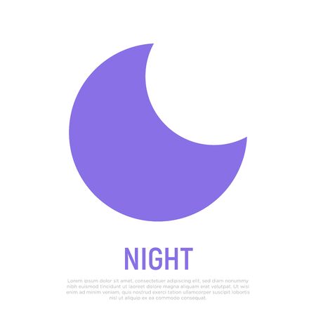 Clear night icon: moon. Weather symbol in flat style. Modern vector illustration.  のイラスト素材