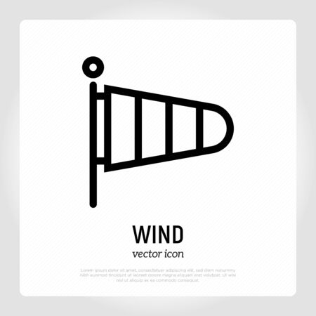 Striped windsock icon. Wind direction symbol in flat style. Modern vector illustration.のイラスト素材