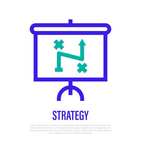Strategy, business plan, presentation of tactic. Thin line icon. Vector illustration.のイラスト素材