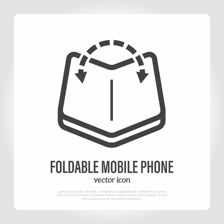 Foldable mobile phone thin line icon. Flexible screen of smartphone. Modern vector illustration.のイラスト素材
