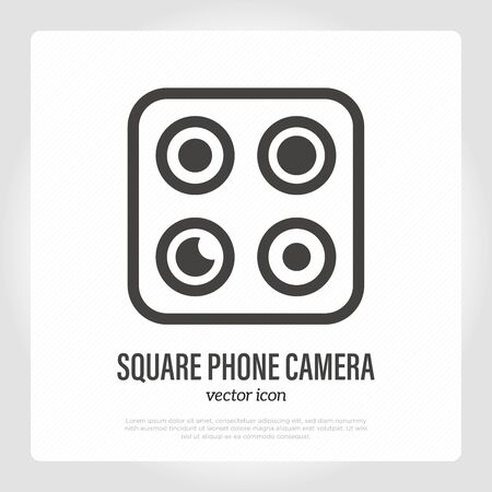 Square phone camera thin line icon. Mobile technology. Vector illustration.のイラスト素材