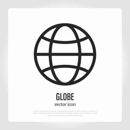 Globe thin line icon. Symbol of travel, international logistics or network. Vector illustration.のイラスト素材