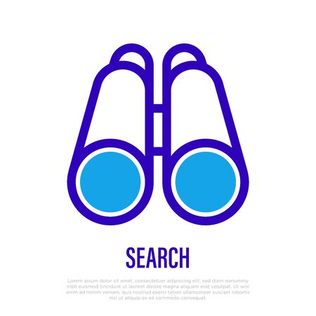 Binoculars thin line icon. Symbol of search or zoom. Optical equipment. Vector illustration.のイラスト素材