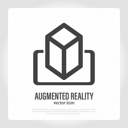 Augmented reality on smartphone thin line icon. Mobile technology. Vector illustration.のイラスト素材