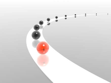 red sphere and white wayの写真素材