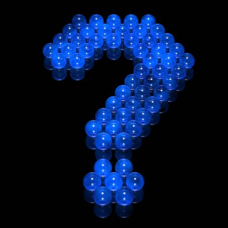 blue glass question markの写真素材