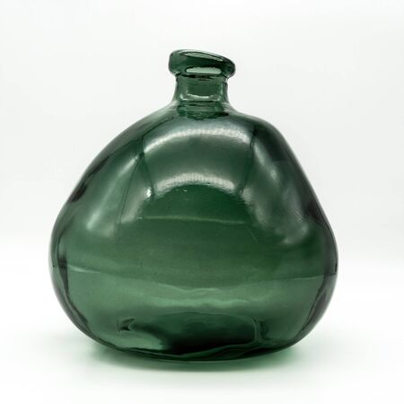 Green Shapeless Handmade Glass Vase close up Viewの写真素材