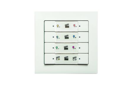 A white radio wall switch with different light scenarios, white backgroundの写真素材