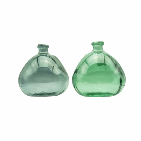 Two bulky, transparent glass vasesの写真素材