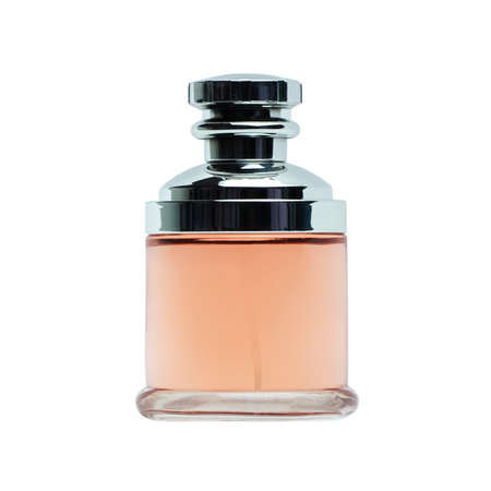A pretty pink perfume bottle, cut outの写真素材