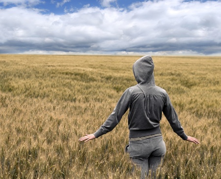 Young women relaxing in natureの写真素材