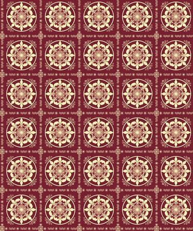 Tileable floral wallpaper with red and yelow designの写真素材