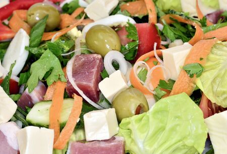 Close up background of a spring saladの写真素材