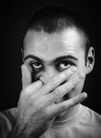 Man who picks his noseの写真素材