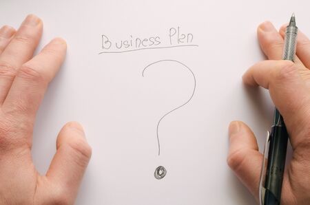Businessman thinking to  a business planの写真素材