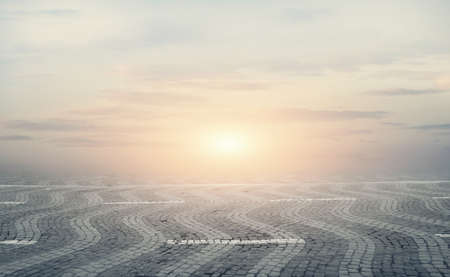 Stone surface with a beautiful sunset skyの写真素材