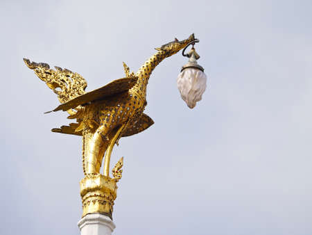 swan decoration on top of lamppost at grand palace, phrakaew temple, Bangkok, Thailandの写真素材