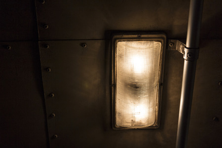 dim light of lamp in Bangkok public bus, Thailand.の写真素材