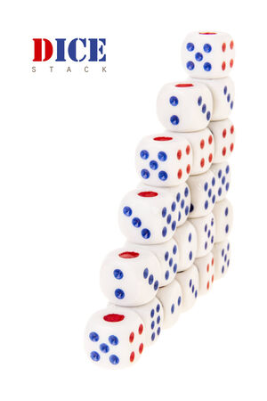 perspective of dice stack in increase graph format on white backgroundの写真素材