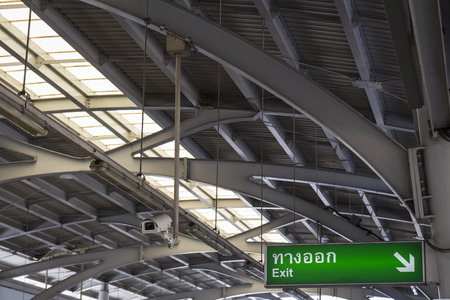 cctv camera for surveillance in platfrom of BTS skytrain, Bangkok, Thailand
