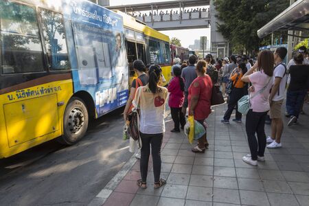 BANGKOK THAILAND - JAN 30 : unidentified people wait for omibus at Jatujak weekend market on january, 30, 2016, thailand. Jatujak weekend market is large marketplace of bangkokのeditorial素材