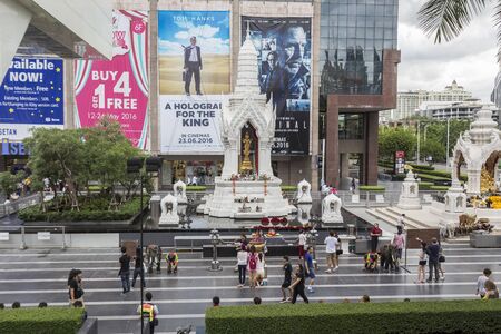 BANGKOK, THAILAND - MAY 22 : Trimurati shrine at Central world in Ratchaprasong area on may 22,...