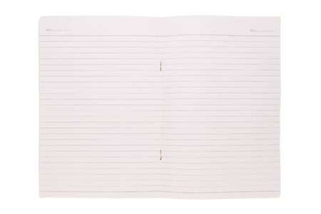 isolated of open old notebook with current lineの写真素材