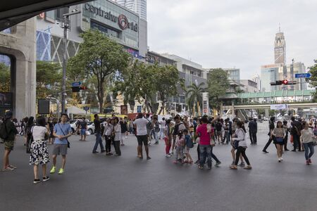 BANGKOK THAILAND - DEC 31 : unidentified people on off traffic of Ratchaprasong Junction while new year festival on december, 31, 2016, thailand. Ratchaprasong is most activities area of Bangkokのeditorial素材