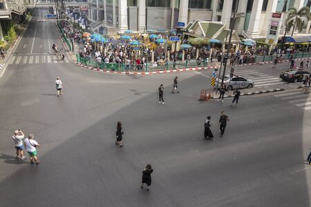 BANGKOK THAILAND - DEC 31 : off traffic of Ratchaprasong Junction while new year festival on december, 31, 2016, thailand. Ratchaprasong is most activities area of Bangkokのeditorial素材