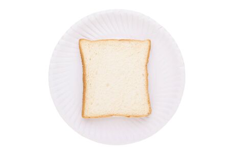 isolated of bread on paper dish on white background