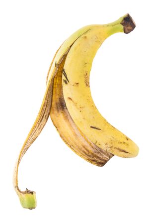 isolated of Cavendish banana peel spread on white backgroundの写真素材