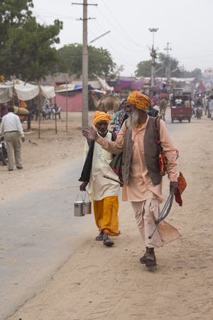 PUSHKAR INDIA-OCT 30 : candid shot of sadhu in Pushkar on october,30, 2014, india. sadhu is hindi name of hindu ascetic.のeditorial素材