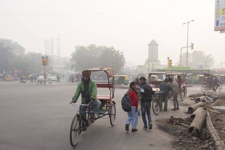 DELHI INDIA - DEC 27 :  rickshaw in kamla market near new delhi railway station. rickshaw is most...