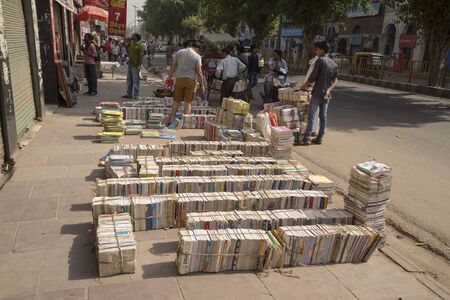 DELHI INDIA - JUN 7 :  setup of book stall on street in darya ganj of  delhi on june, 7, 2015, india. this market is open in sunday only, it call sunday market.のeditorial素材
