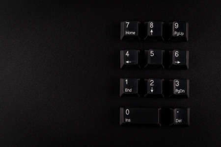 numeric number button from keyboard keys computer with zero number on black background.