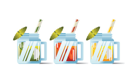 SUMMER VARIOUS FRUITS BEVERAGESのイラスト素材