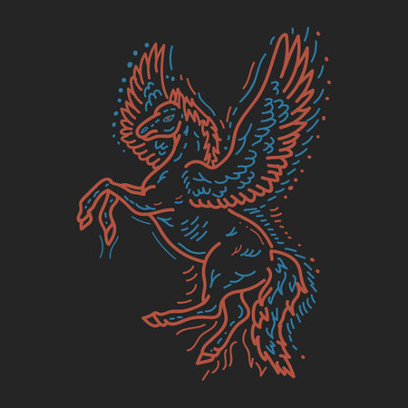 Hand drawing vintage Horse line art tattoo vector illustrationのイラスト素材