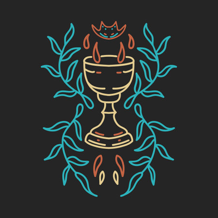 Hand drawing vintage trophy line art tattoo vector illustrationのイラスト素材