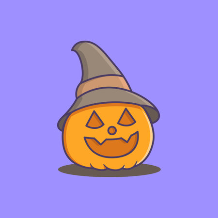 Cute Witch Pumpkin Cartoonのイラスト素材