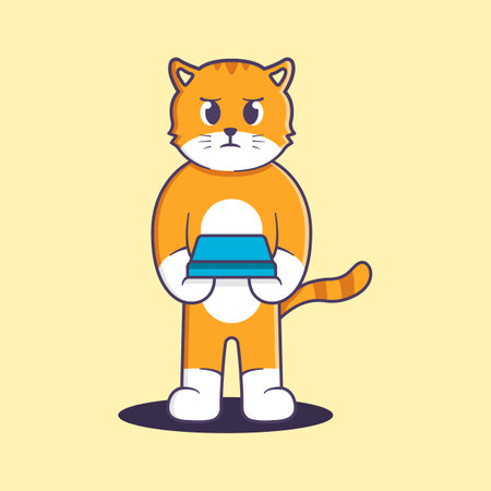 Cute Cat is Moody Cartoon Illustrationのイラスト素材