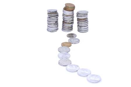 shoot of pounded old classic coins in an isolated white background