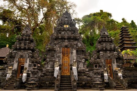 View of the Goa Lawah temple in a cloudy day, Baliの写真素材