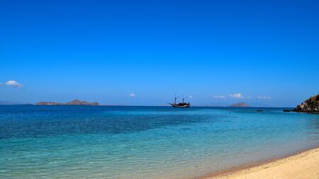 View of a beautiful beach in Komodo National Park, Indonesiaの写真素材